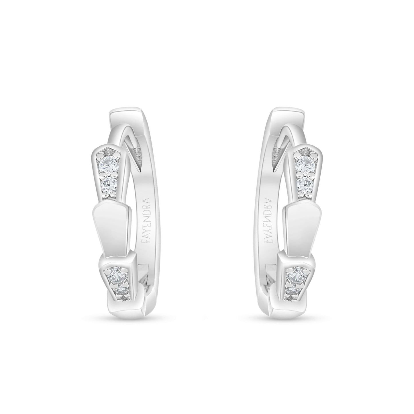 Sterling Silver 925 Earring Rhodium Plated Embedded With White Zircon