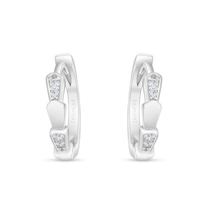 Sterling Silver 925 Earring Rhodium Plated Embedded With White Zircon