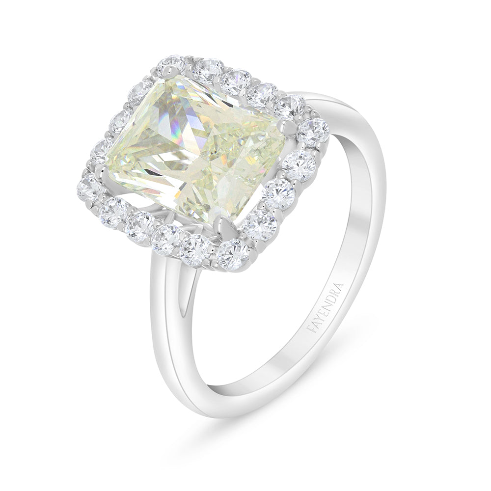 Sterling Silver 925 Ring Rhodium Plated Embedded With Diamond Zircon And White Zircon