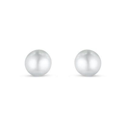 Sterling Silver 925 Earring Rhodium Plated Embedded With Natural White Pearl