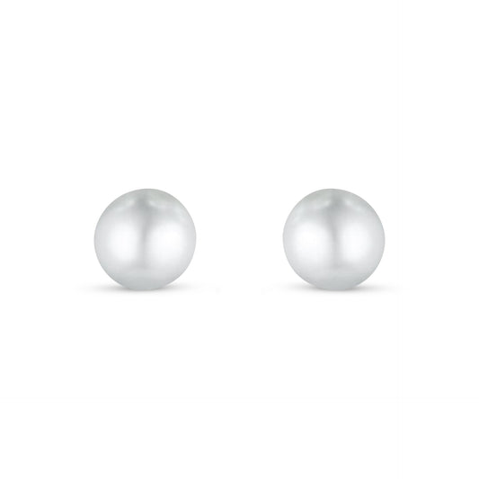 Sterling Silver 925 Earring Rhodium Plated Embedded With Natural White Pearl
