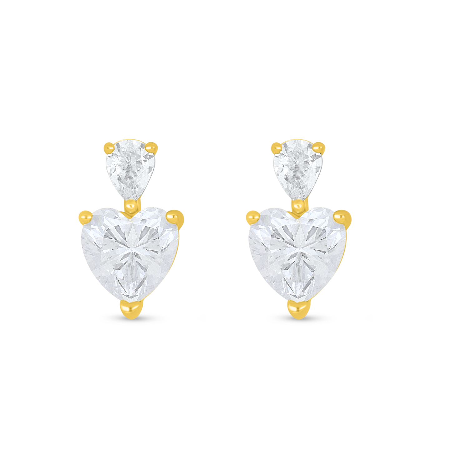 Sterling Silver 925 Earring Golden Plated Embedded With White Zircon