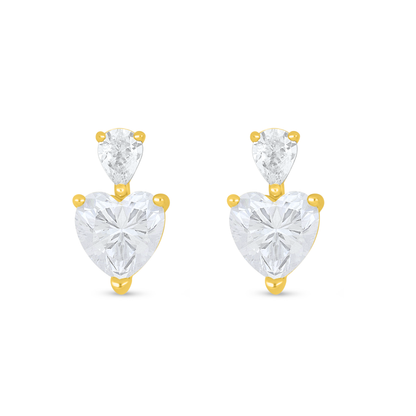 Sterling Silver 925 Earring Golden Plated Embedded With White Zircon