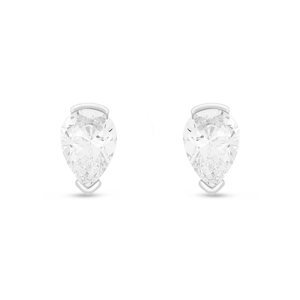 Sterling Silver 925 Earring Rhodium Plated Embedded With White Zircon