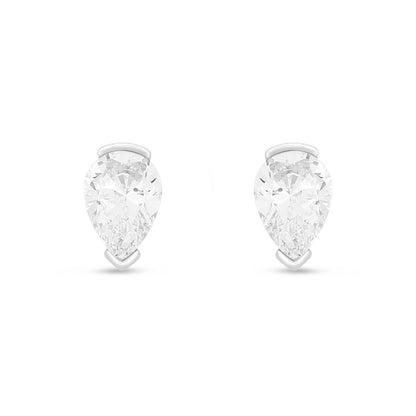 Sterling Silver 925 Earring Rhodium Plated Embedded With White Zircon