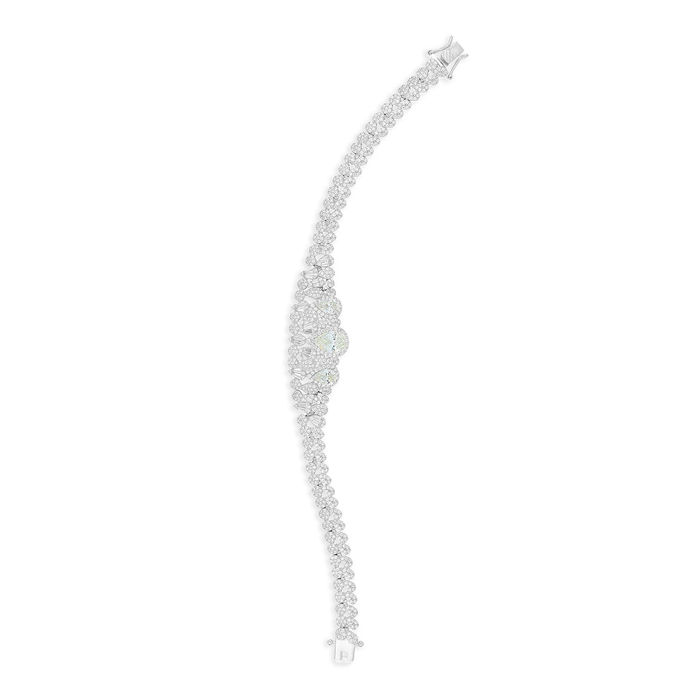 Sterling Silver 925 Set Rhodium Plated Embedded With Diamond Zircon And White Zircon