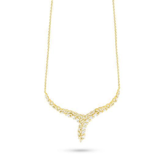 Sterling Silver 925 Necklace Golden Plated Embedded With White Zircon