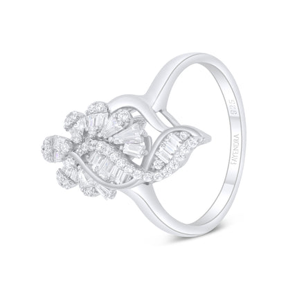 Sterling Silver 925 Ring Rhodium Plated Embedded With White Zircon