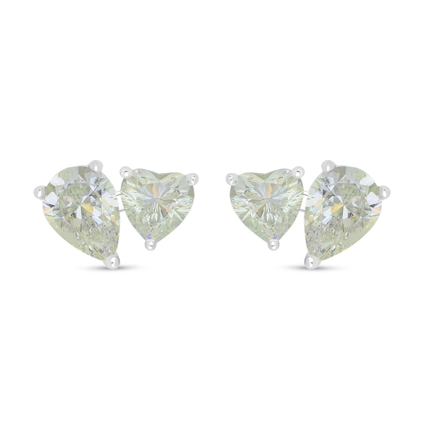 Sterling Silver 925 Earring Rhodium Plated Embedded With Diamond Zircon And White Zircon