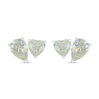 Sterling Silver 925 Earring Rhodium Plated Embedded With Diamond Zircon And White Zircon