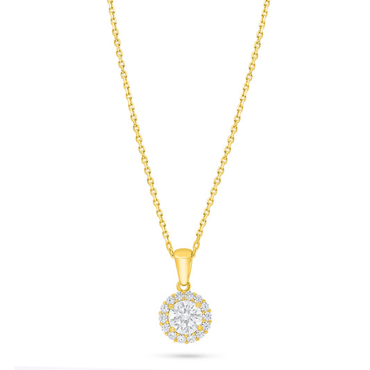 Sterling Silver 925 Necklace Golden Plated Embedded With Diamond Zircon And White Zircon