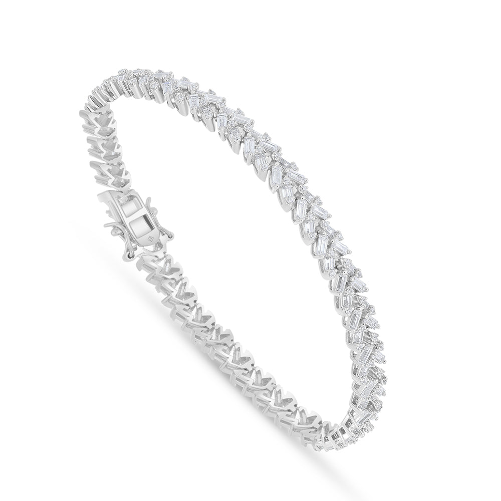 اسورة من الفضة الخالصة عيار 925 مطلية روديوم مرصعة فص ابيض