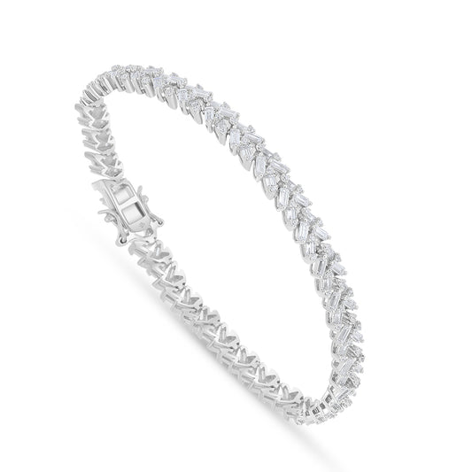 اسورة من الفضة الخالصة عيار 925 مطلية روديوم مرصعة فص ابيض