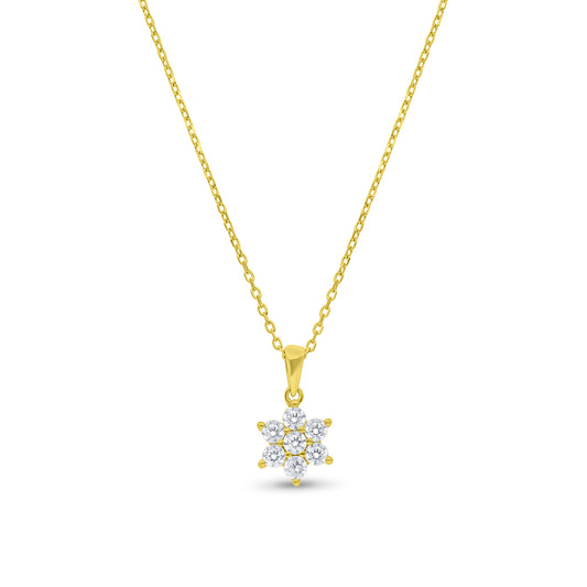 Sterling Silver 925 Necklace Rhodium Plated Embedded With White CZ