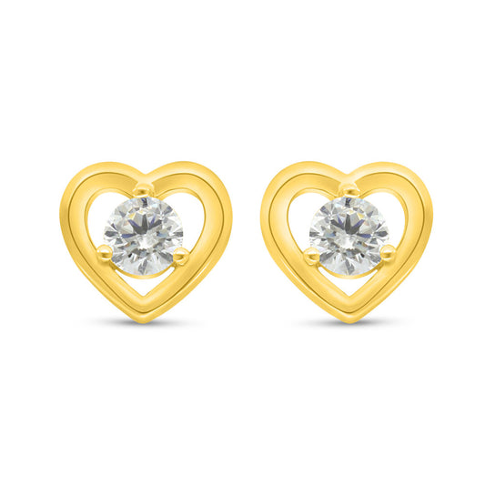 Sterling Silver 925 Earring Golden Plated Embedded With White Zircon