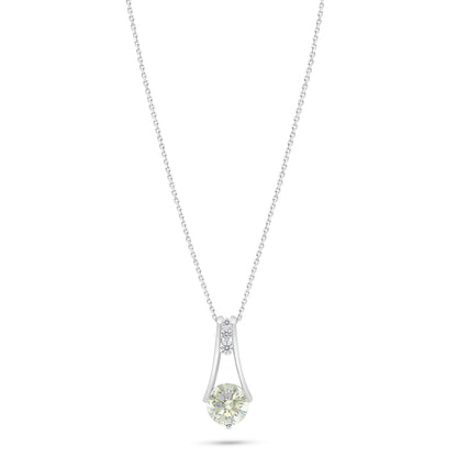 Sterling Silver 925 Necklace Rhodium Plated Embedded With Diamond Zircon And White Zircon