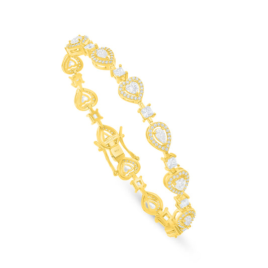 Sterling Silver 925 Bracelet Golden Plated Embedded With White Zircon