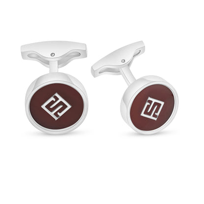 كبك ستانلس ستيل لون فضي عيار L316 مرصع احجار عقيق احمر Shiny Steel 