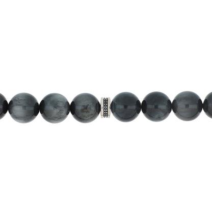 Oxidized Silver Rosary Beads – 33 Handmade Prayer Beads Set with elegant black beads and silver accents.