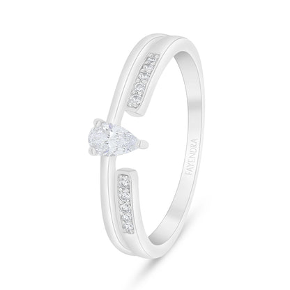 Sterling Silver 925 Ring Rhodium Plated Embedded With White Zircon