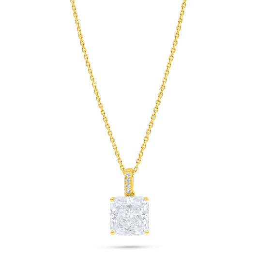 Sterling Silver 925 Necklace Golden Plated Embedded With White Zircon