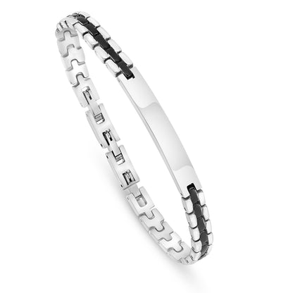 اسورة رجالي ستانلس ستيل لون فضي و اسود عيار 316L 