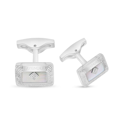 كبك ستانلس ستيل لون فضي عيار L316 مرصع احجار صدف ابيض Matt Steel