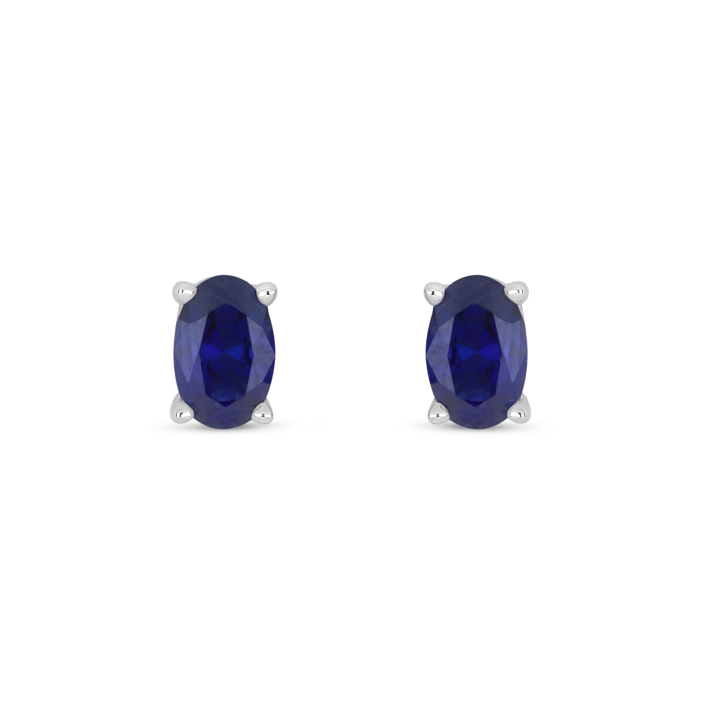 Sterling Silver 925 Earring Rhodium Plated Embedded With Sapphire Corundum And White Zircon