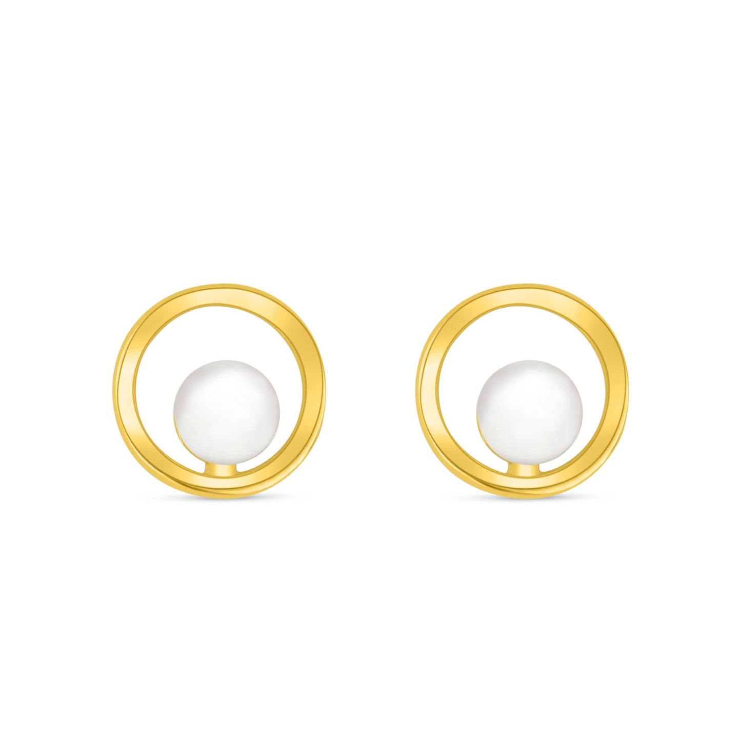 Sterling Silver 925 Earring Golden Plated Embedded With Natural White Pearl