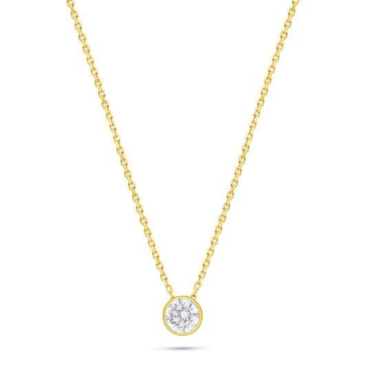 Sterling Silver 925 Necklace Golden Plated Embedded With White Zircon