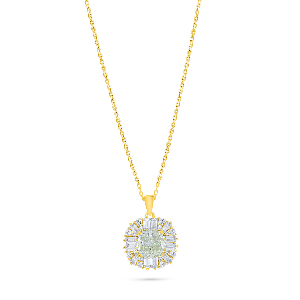 Sterling Silver 925 Necklace Golden Plated Embedded With Diamond Zircon And White Zircon