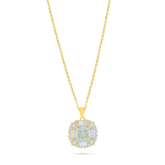 Sterling Silver 925 Necklace Golden Plated Embedded With Diamond Zircon And White Zircon