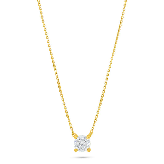 Sterling Silver 925 Necklace Golden Plated Embedded With White Zircon