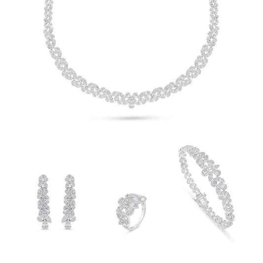 Sterling Silver 925 Set Rhodium Plated Embedded With White Zircon