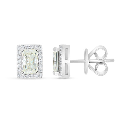 Sterling Silver 925 Earring Rhodium Plated Embedded With Diamond Zircon And White Zircon