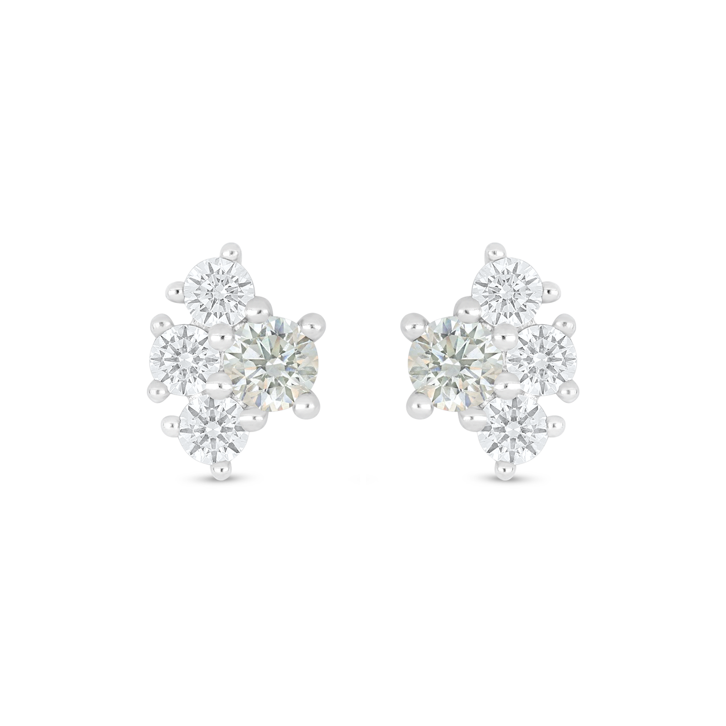 Sterling Silver 925 Earring Rhodium Plated Embedded With Diamond Zircon And White Zircon