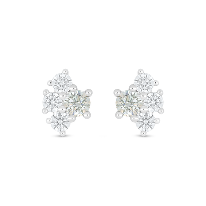 Sterling Silver 925 Earring Rhodium Plated Embedded With Diamond Zircon And White Zircon