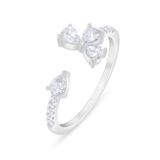 خاتم من الفضة الخالصة عيار 925 مطلي روديوم مرصع فص ابيض