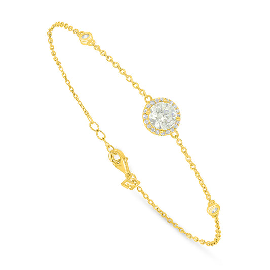 Sterling Silver 925 Bracelet Golden Plated Embedded With White Zircon