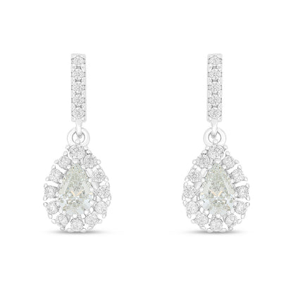 Sterling Silver 925 Earring Rhodium Plated Embedded With Diamond Zircon And White Zircon