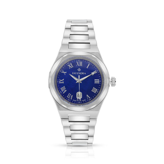 Stainless Steel 316L Watch Silver Color For Men - blue MOP dial