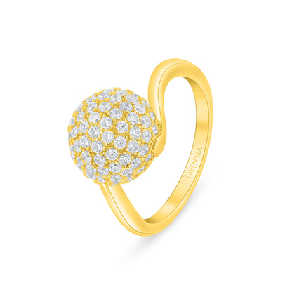 Sterling Silver 925 Ring Golden Plated Embedded With White Zircon