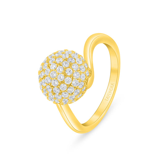 Sterling Silver 925 Ring Golden Plated Embedded With White Zircon