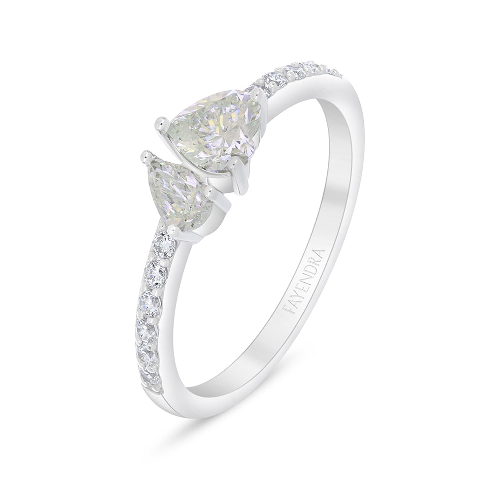 Sterling Silver 925 Ring Rhodium Plated Embedded With Diamond Zircon And White Zircon