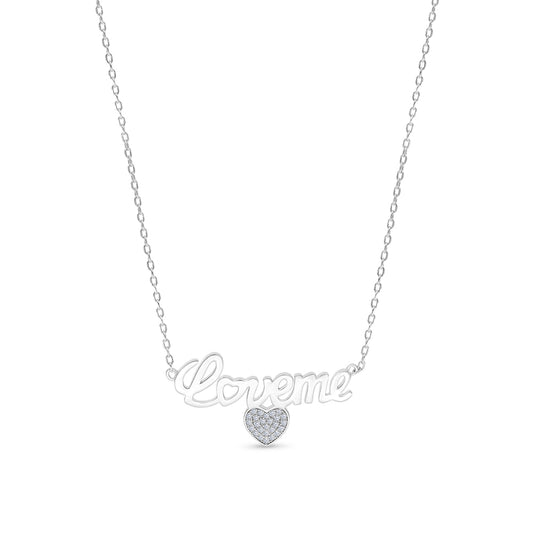 Sterling Silver 925 Necklace Rhodium Plated Embedded With White CZ