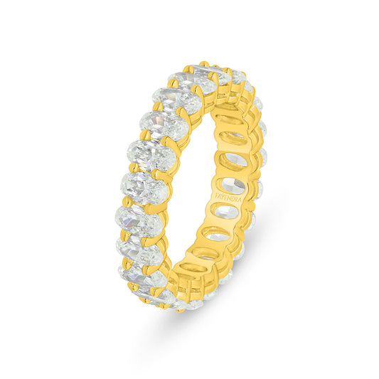 Sterling Silver 925 Ring Golden Plated Embedded With White Zircon