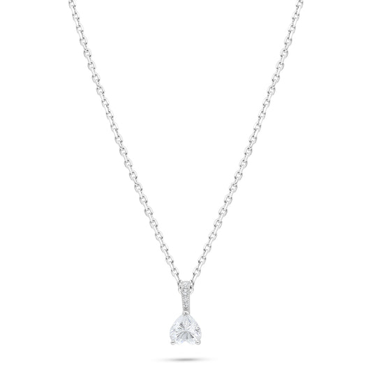 Sterling Silver 925 Necklace Rhodium Plated Embedded With White Zircon