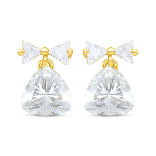 Sterling Silver 925 Earring Gold Plated Embedded With White Zircon