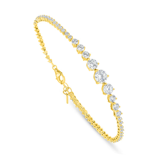 Sterling Silver 925 Bracelet Golden Plated Embedded With White Zircon