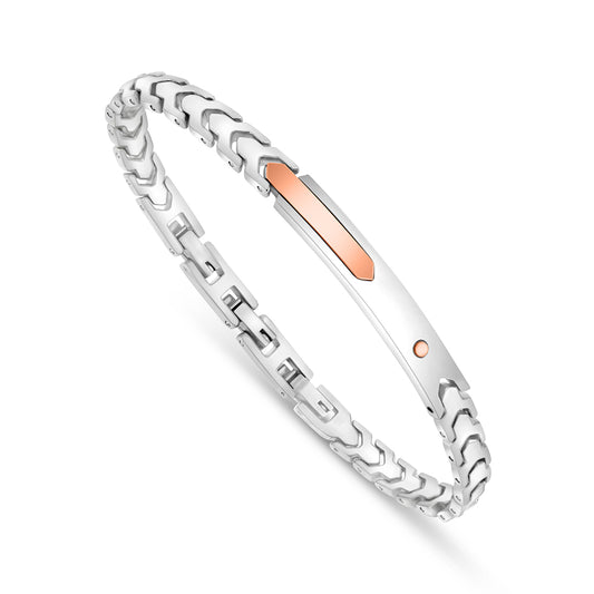 Stainless Steel 316L And 304 L Bracelet, Silver And Rose Gold Color For Men